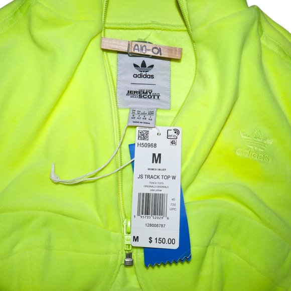 Adidas Originals x Jeremy Scott Velour Track Jacket Womens Size M Neon Yellow - Picture 8 of 8